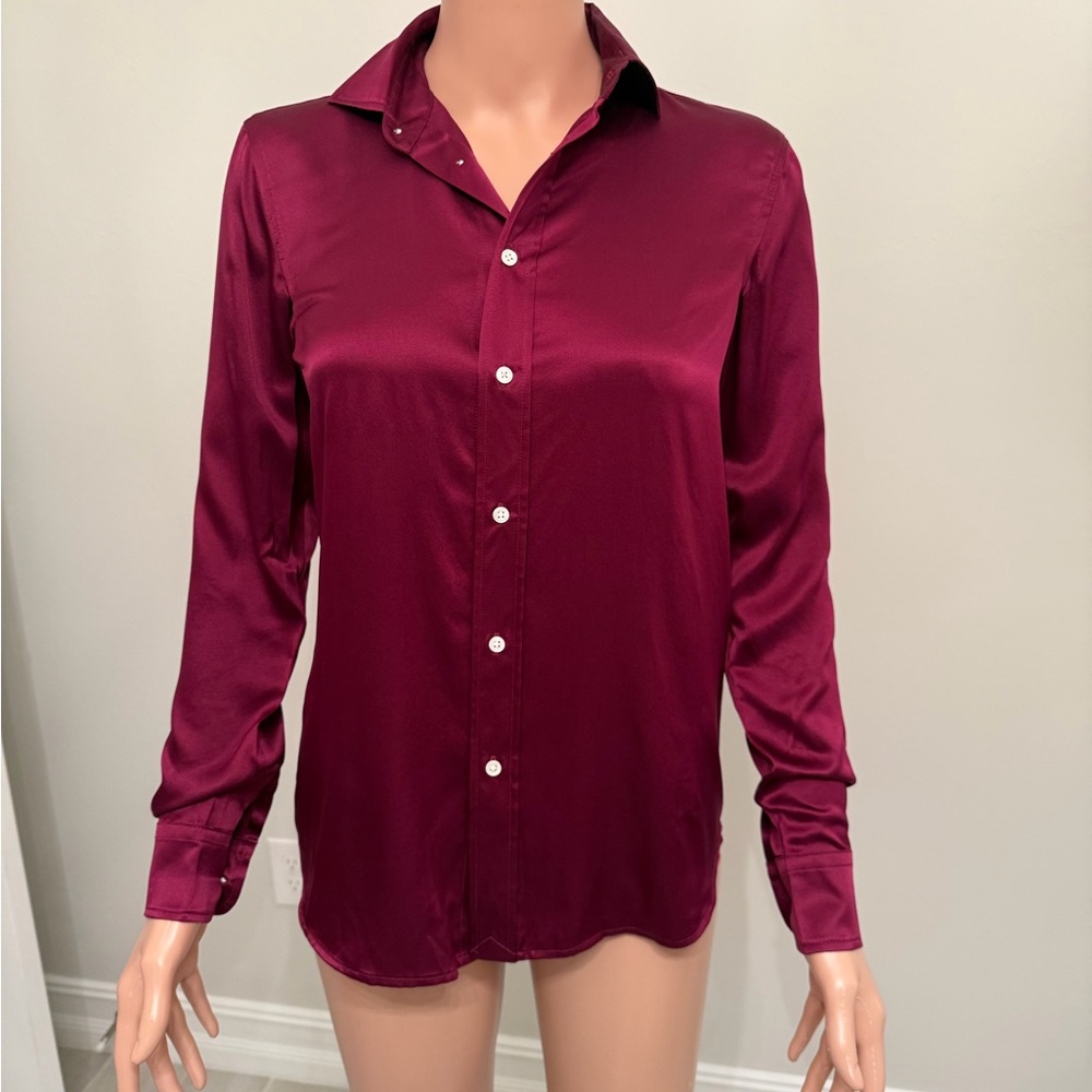 Ralph Lauren polo silk Burgundy Button-Up Shirt